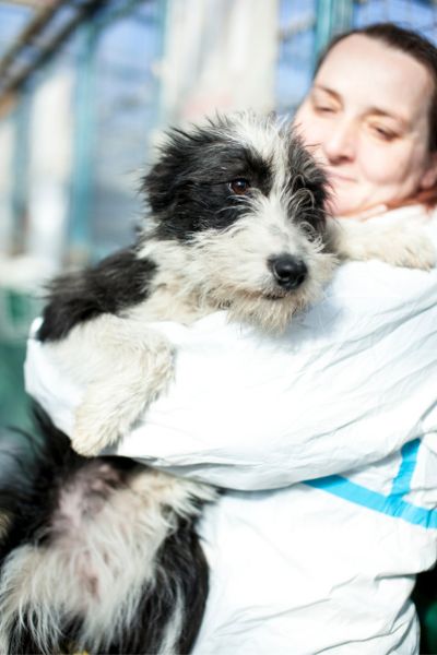 Vida auf dem Arm einer Pflegerin